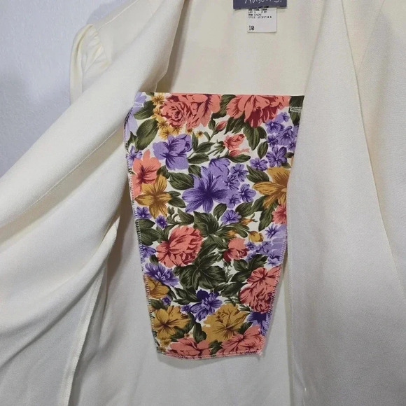 Vintage Alison J. 10 NWT Floral Cream Button Blazer Jacket 80s 90s - Picture 10 of 14